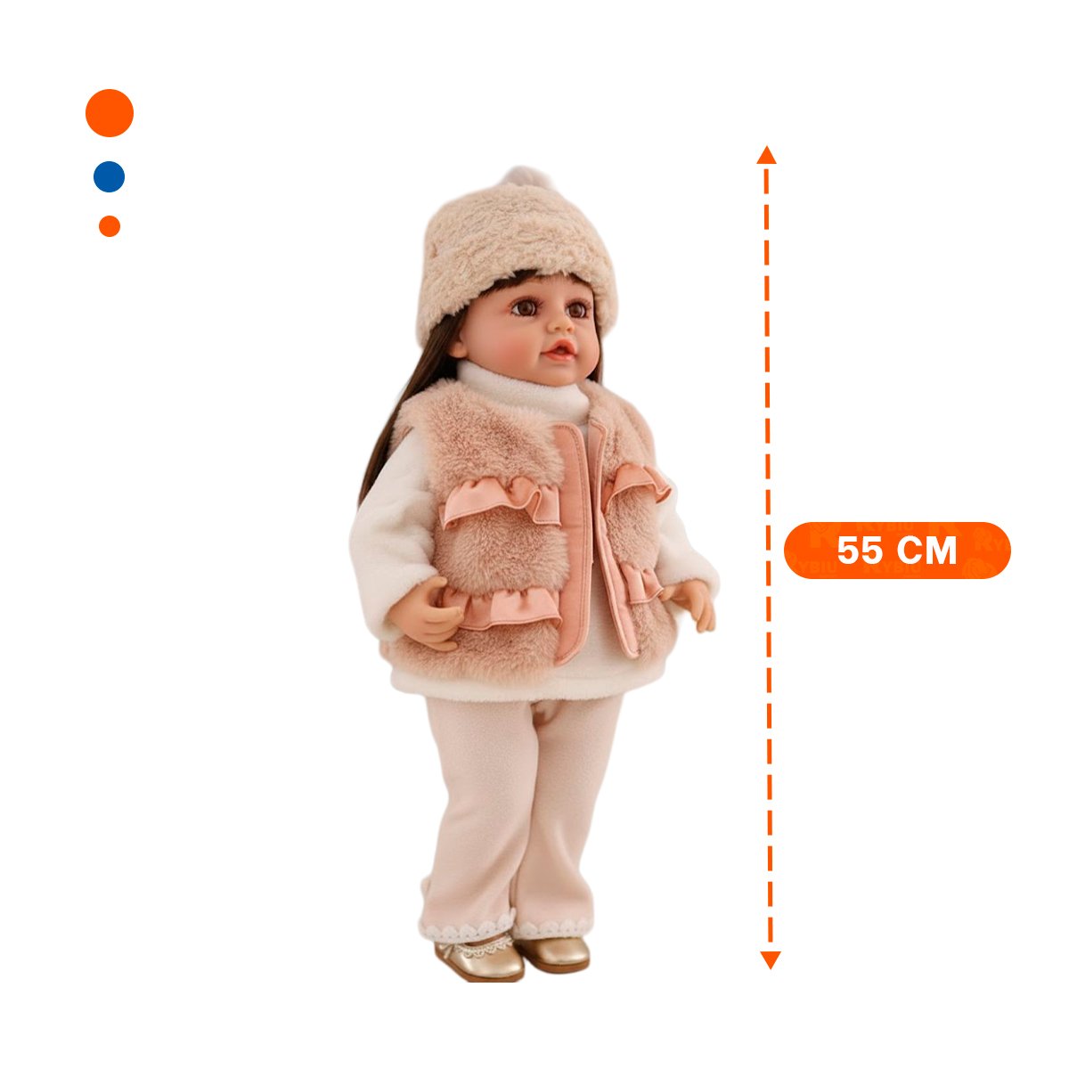 MODELO YESSY 55CM ESTILO INFANTIL CON IMAGEN DULCE Y VESTIMENTA BEIGE Y+REGALO STICKER - 4