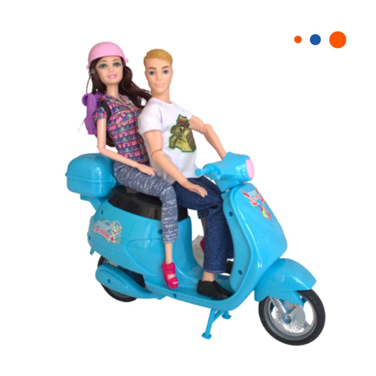 PACK4 ESCULTURA DECORATIVA PAREJA EN MOTO CON MOCHILA Y CASCO CELESTE PARA CASA Y+PAPEL REGALO - 3