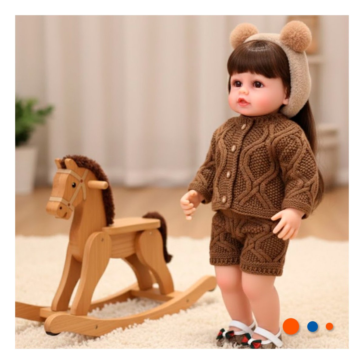 FIGURA YESSY MUNECA CON ROPA TEJIDA MARRON CHOMPA SHORT NINA 55CM Y+POST IT - 3