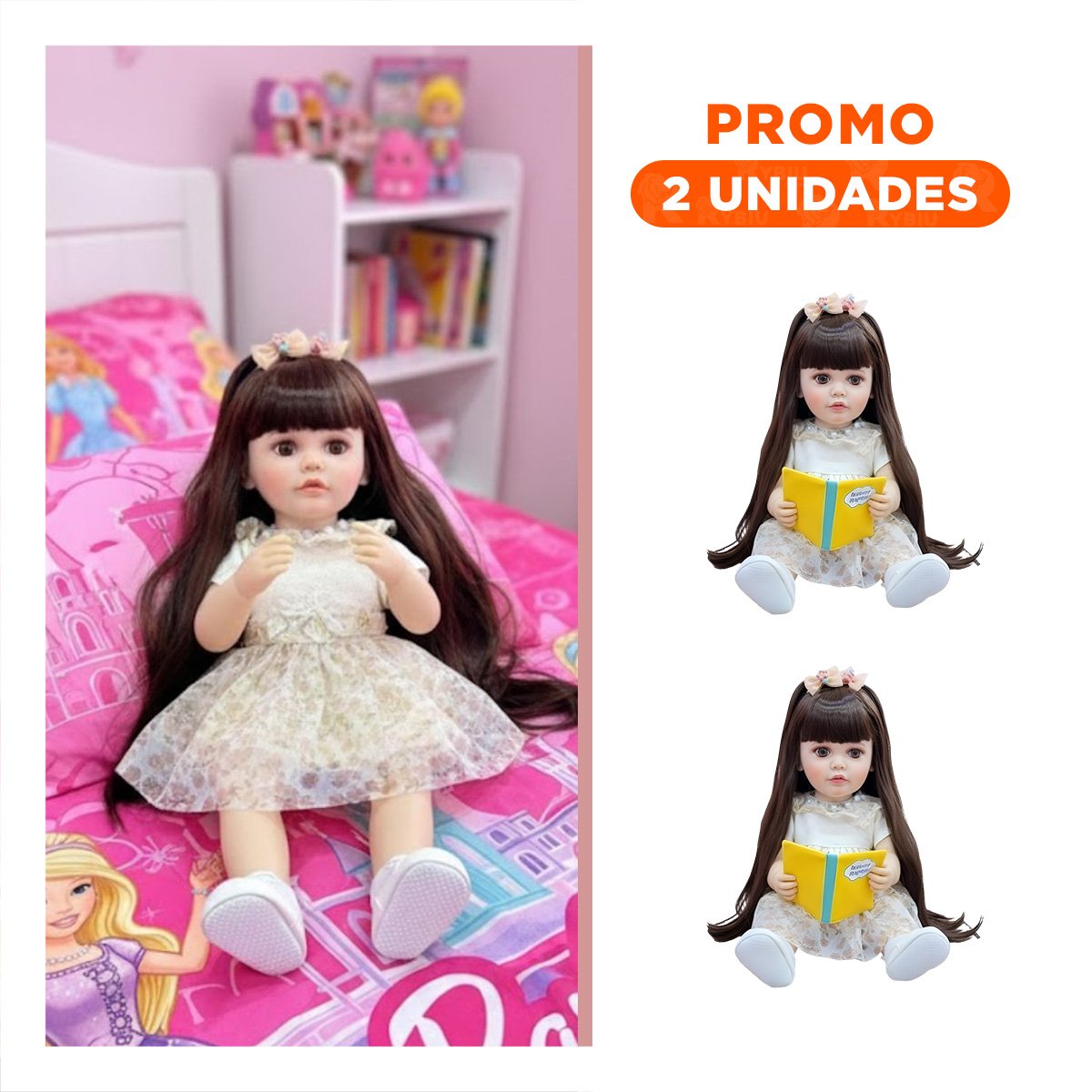 PACK2 MODELO REAL INTELIGENTE CON VESTIMENTA CON 55CM EN AMARILLO CLARO - 1