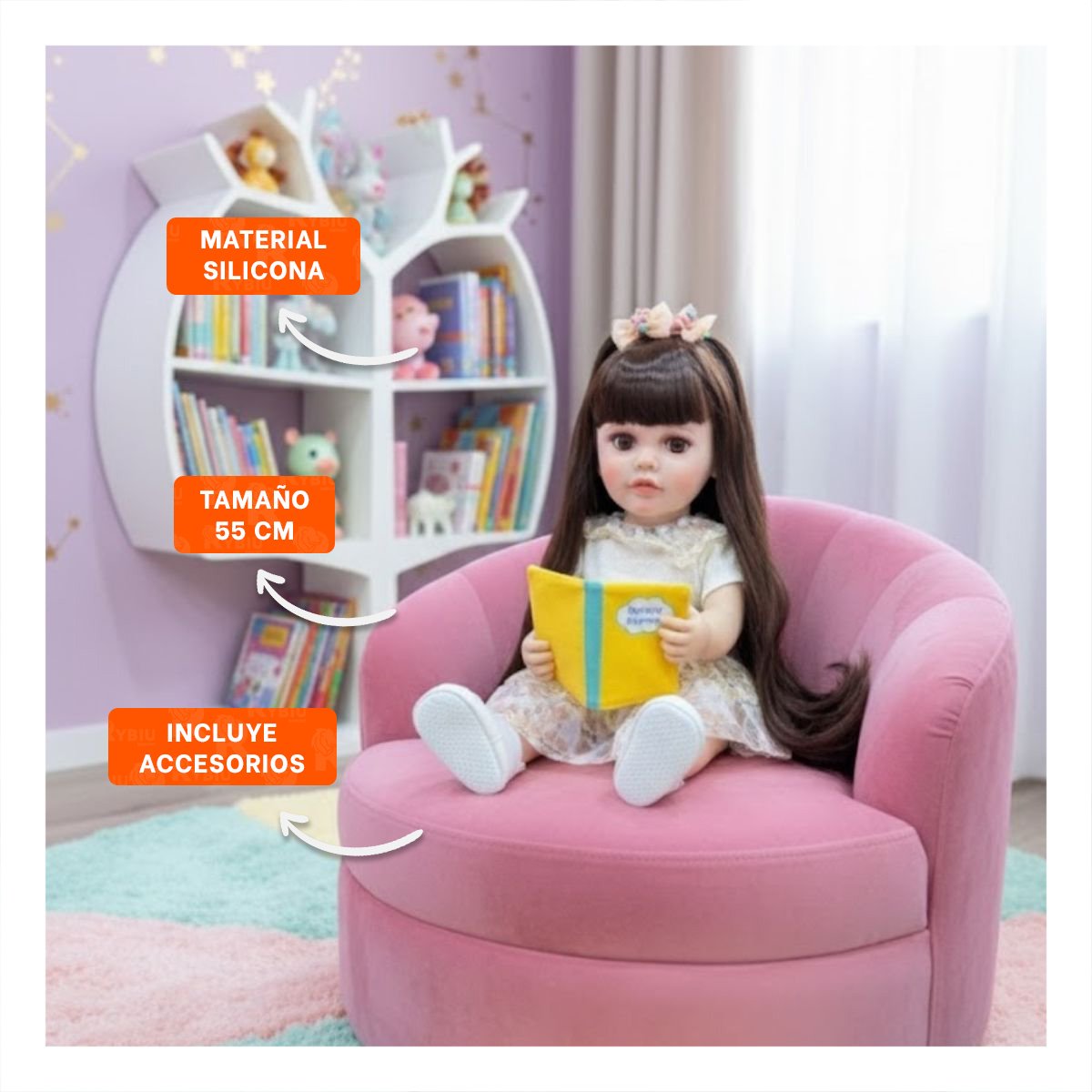 PACK2 MODELO REAL INTELIGENTE CON VESTIMENTA CON 55CM EN AMARILLO CLARO - 5