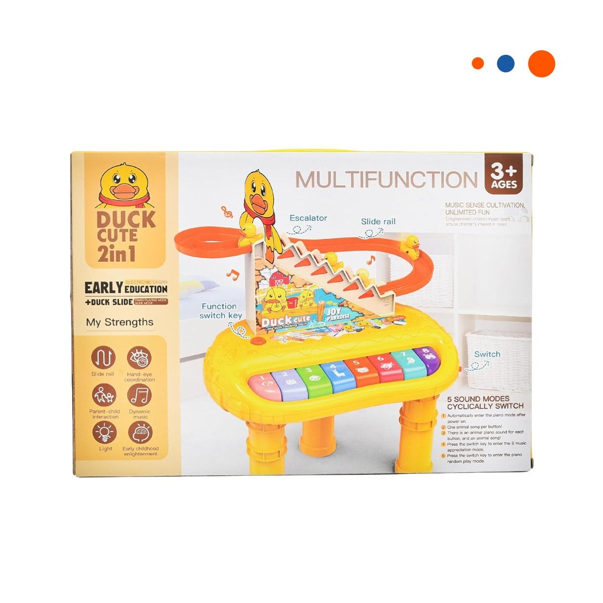PACK4 JUEGO DIDACTICO PATO 2 EN 1 CON TOBOGAN DE PATITOS PARA NINOS AMARILLO Y+PAPEL REGALO - 3