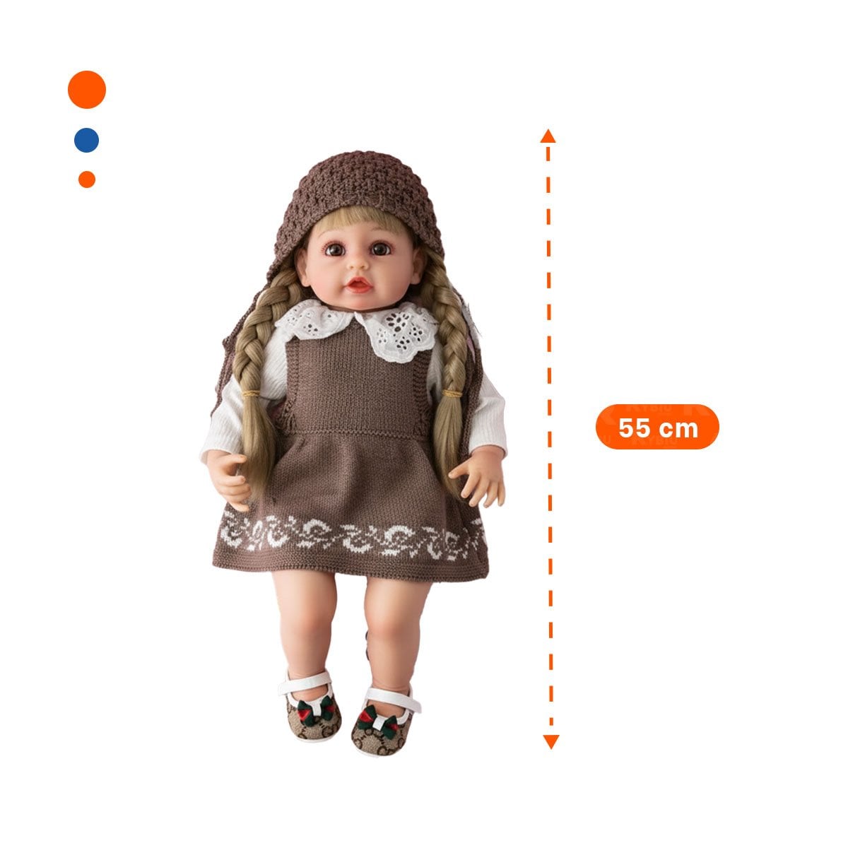 ROPA INFANTIL MARRON TEJIDA CON VESTIDO Y GORRO COMODO - 4
