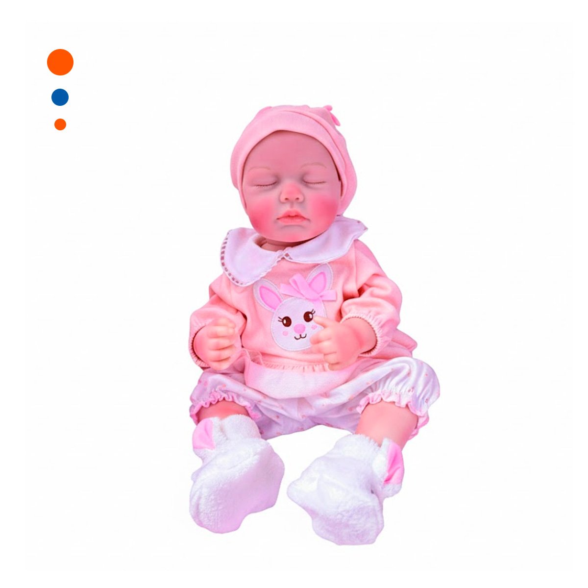 JUGUETE TIPO REAL VESTIDO DE CONEJO ROSADO SUAVE 50CM Y+PAPEL REGALO - 1