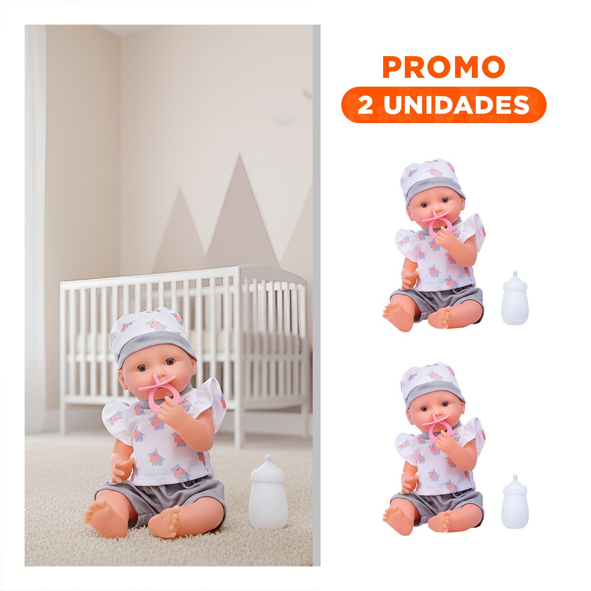 PACK2 AMIGO SUAVE HIPOPOTAMO CON ROPITA Y ACCESORIOS PARA BEBES HOGAR - 1
