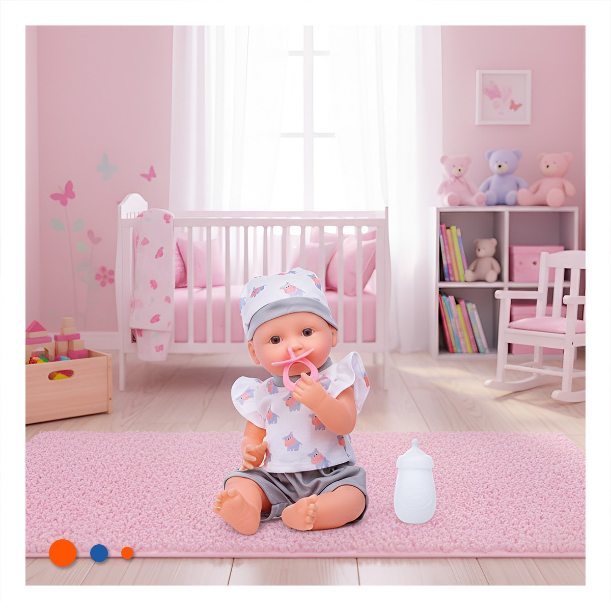 PACK2 AMIGO SUAVE HIPOPOTAMO CON ROPITA Y ACCESORIOS PARA BEBES HOGAR - 3