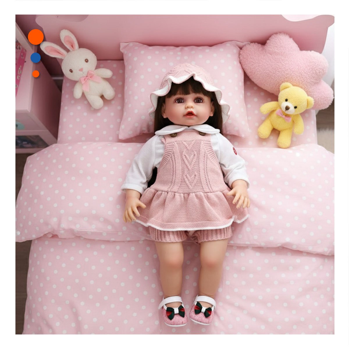 CAMISA TEJIDA DE BEBE EN ROSADO CON SHORT Y GORRO PARA VESTIR - 1