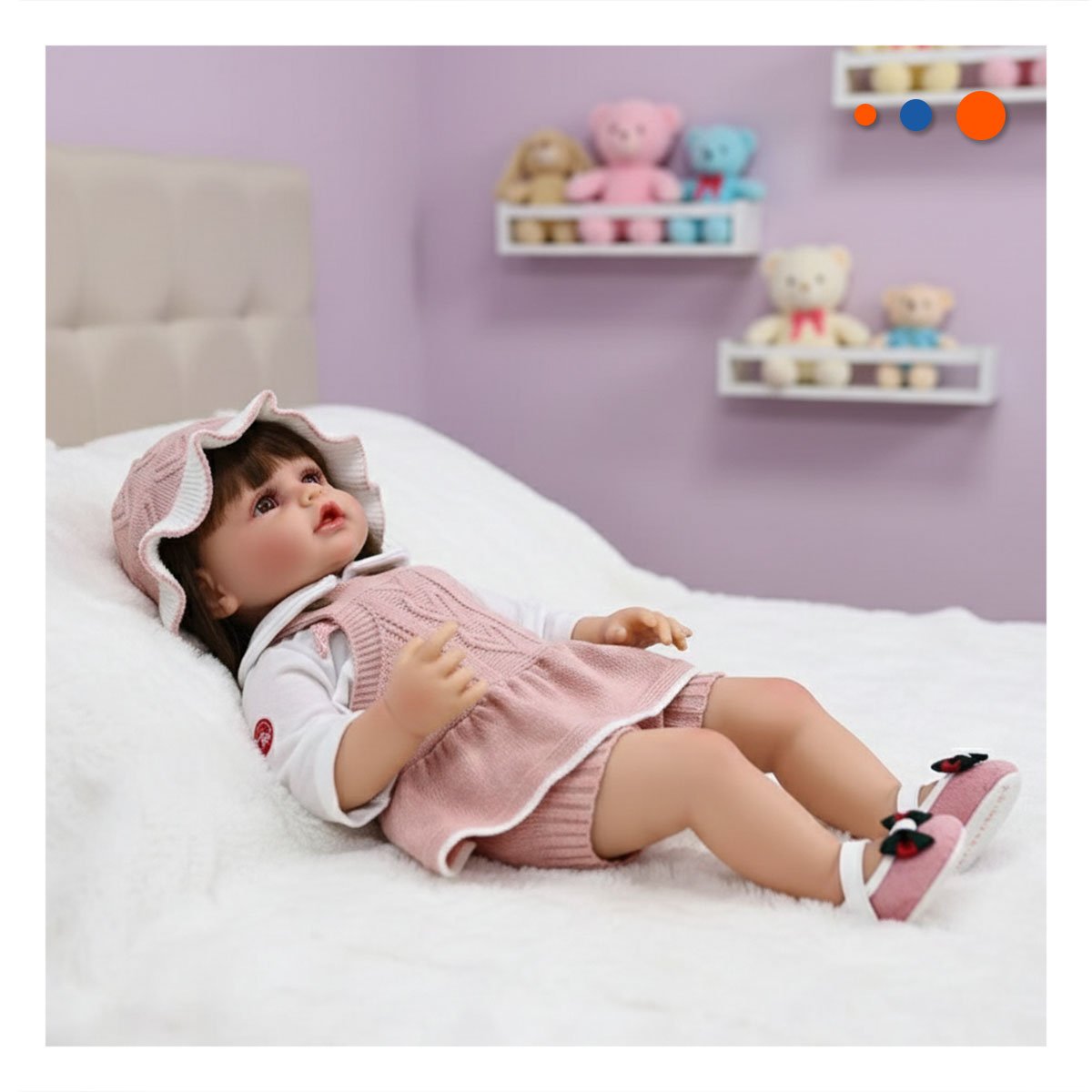 CAMISA TEJIDA DE BEBE EN ROSADO CON SHORT Y GORRO PARA VESTIR - 2