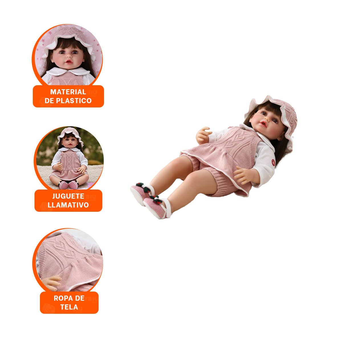 CAMISA TEJIDA DE BEBE EN ROSADO CON SHORT Y GORRO PARA VESTIR - 3