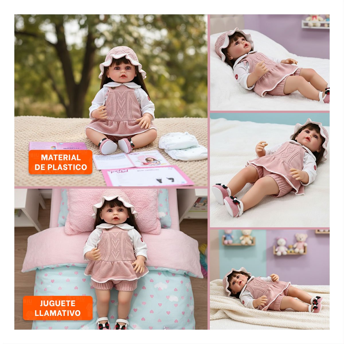 CAMISA TEJIDA DE BEBE EN ROSADO CON SHORT Y GORRO PARA VESTIR - 5