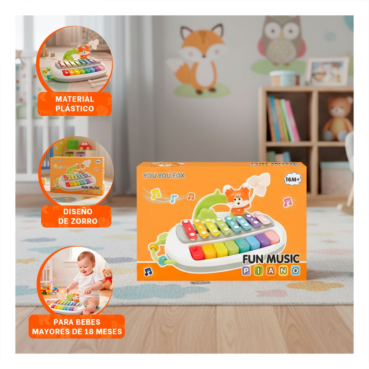 SONORO DIDACTICO MUSICAL CON FIGURA ZORRO PARA JUEGO INFANTIL EN FAMILIA Y+POST IT - 1