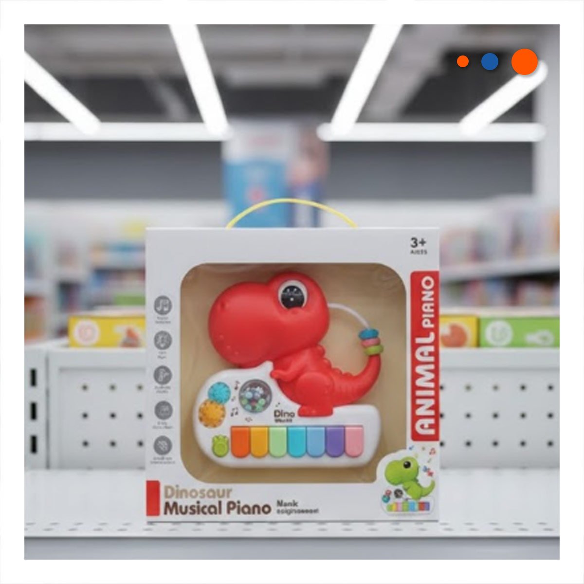 ORGANO DE TECLAS MUSICALES DINOSAURIO 17.5 CM ROSADO INFANTIL - 2