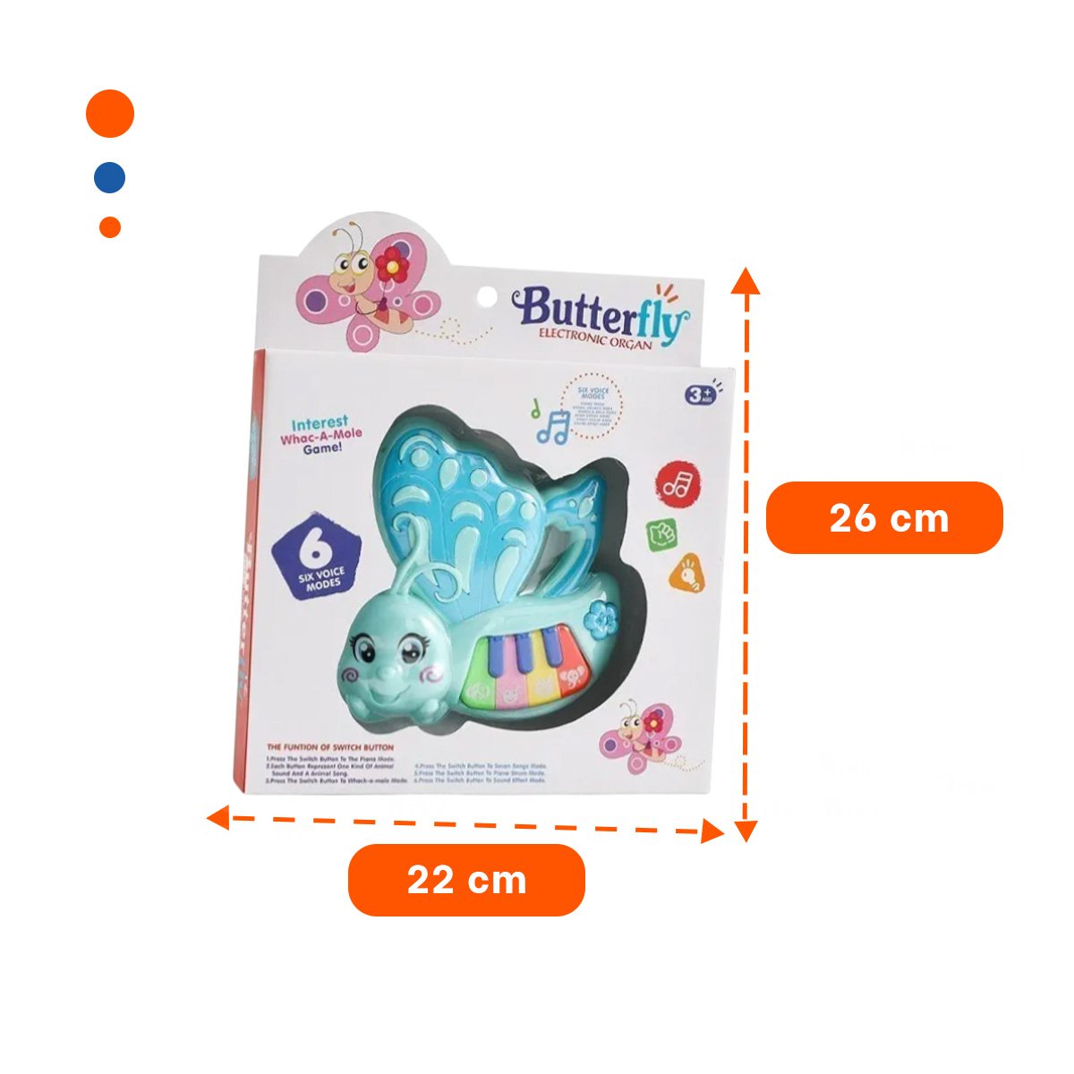 PACK12 MELODIA MUSICAL EDUCATIVA MARIPOSA CELESTE 22X26 CM Y+REGALO STICKER - 4