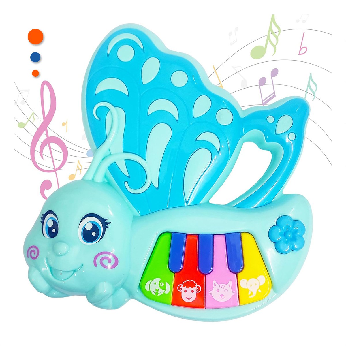 PACK12 MELODIA MUSICAL EDUCATIVA MARIPOSA CELESTE 22X26 CM Y+REGALO STICKER - 5