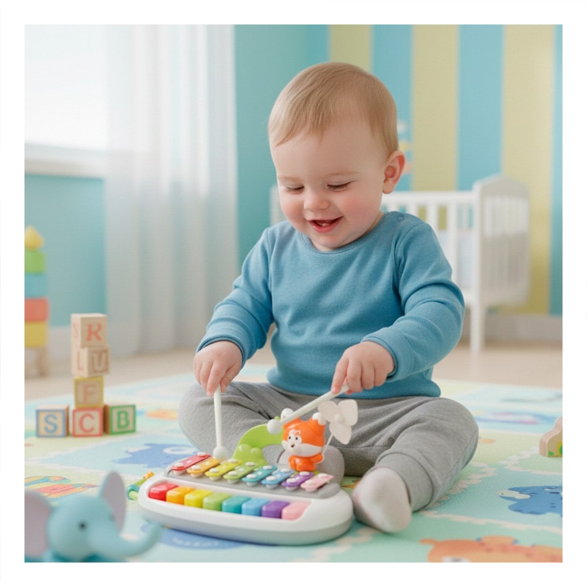 PACK2 TECLADO CREATIVO MUSICAL CON FIGURA ZORRO PARA JUEGO INFANTIL Y+PAPEL REGALO - 2
