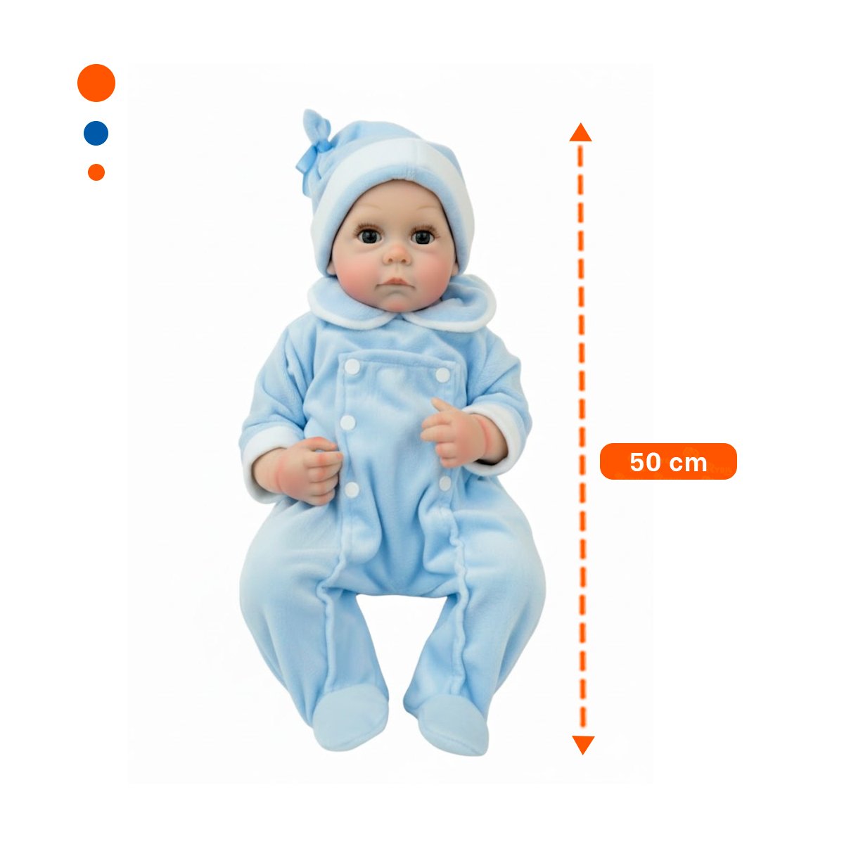 PACK2 COMPANERA SUAVE DE BEBE REALISTA CON ENTERIZO Y GORRO CELESTE PARA JUEGO Y+PAPEL REGALO - 4
