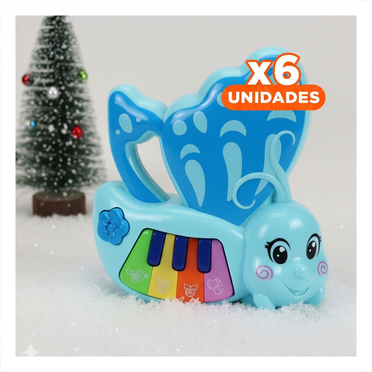 PACK6 MELODIA MUSICAL MARIPOSA CELESTE 22X26 CM PARA JUEGO INFANTIL Y+REGALO STICKER - 1
