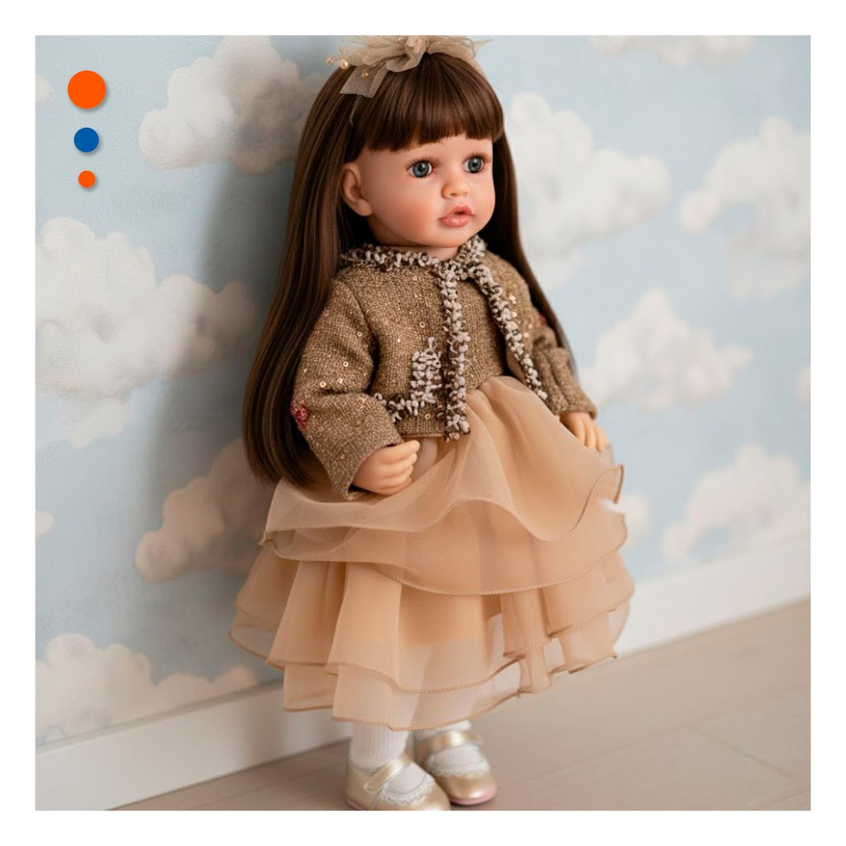 PACK2 FIGURA YESSY 55CM ESTILO INFANTIL CON VESTIMENTA MARRON Y IMAGEN ENCANTADORA - 2