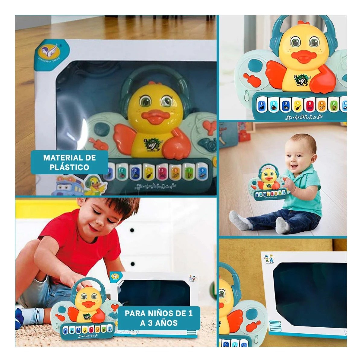 PACK2 PIANO PATO MUSICAL CON TECLAS SONORAS PARA JUEGO EN CASA VERDE Y+PAPEL REGALO - 3