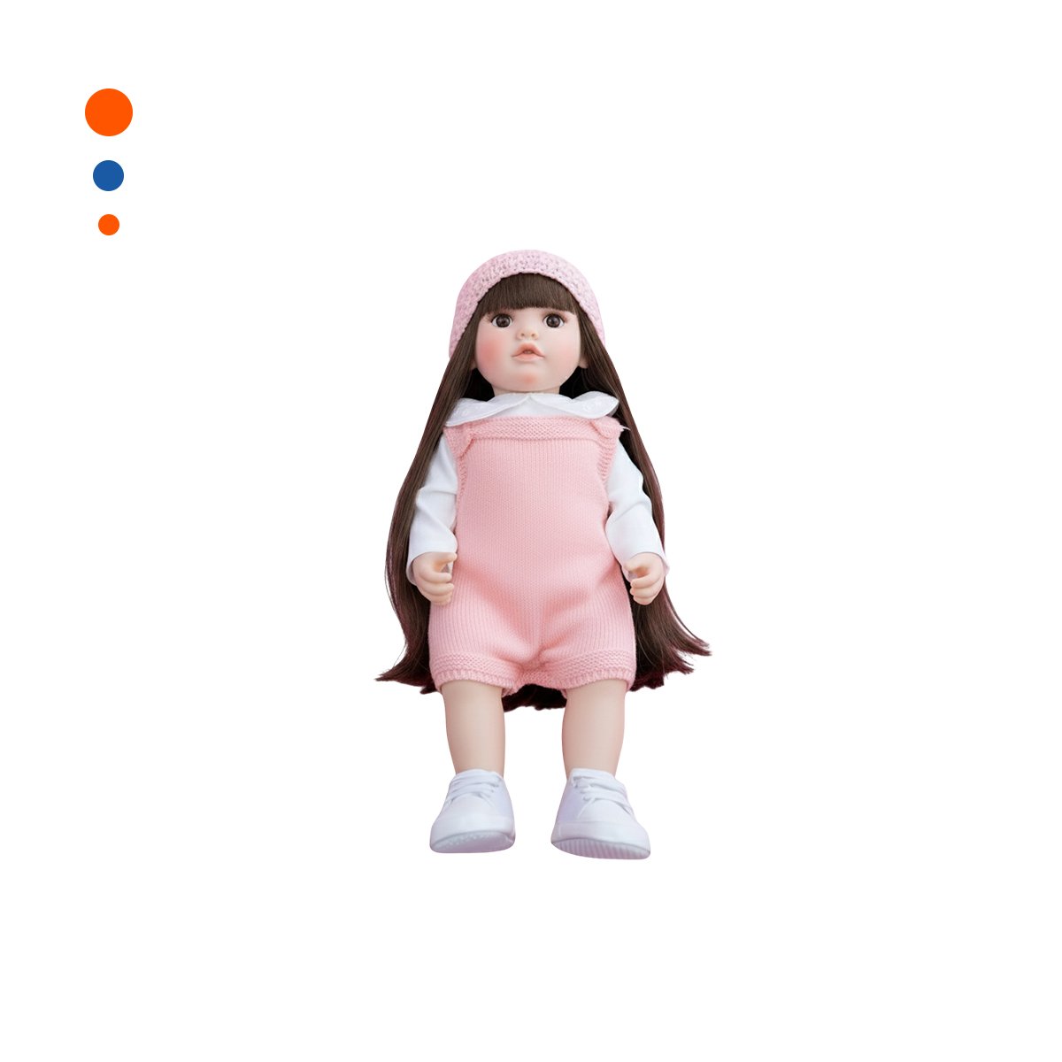 PACK2 FIGURA REAL INTELIGENTE DE COLECCION CON OVEROL Y GORRO ROSADO 55CM Y+REGALO STICKER - 2