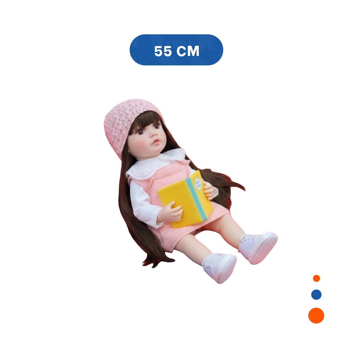 PACK2 FIGURA REAL INTELIGENTE DE COLECCION CON OVEROL Y GORRO ROSADO 55CM Y+REGALO STICKER - 4
