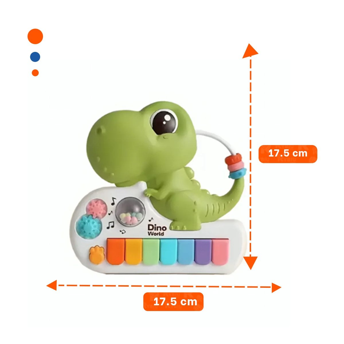 INSTRUMENTO DE JUGUETE MUSICAL CON FORMA DINOSAURIO VERDE 17.5 CM Y+REGALO STICKER - 4