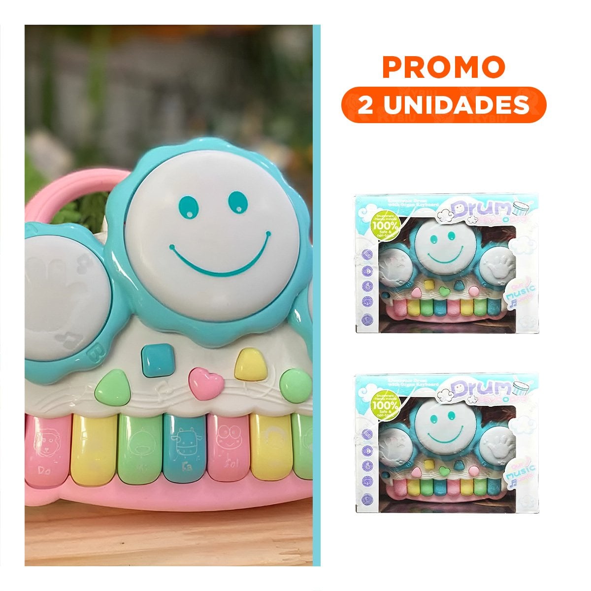 PACK2 KEYBOARD MUSICAL DIDACTICO DE SOL CON ESTILO PORTATIL AZUL CLARO - 1