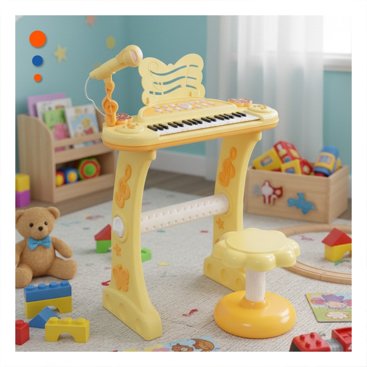 PACK2 INSTRUMENTO MUSICAL PARA NINOS CON MICROFONO Y SILLA AMARILLA PARA CANTAR - 2