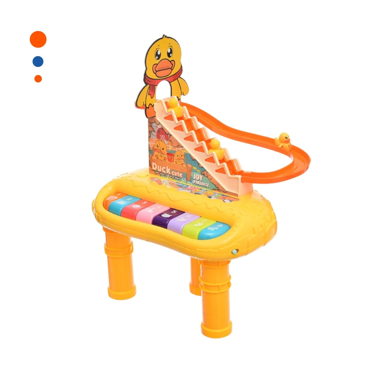 JUGUETE MUSICAL PATO 2 EN 1 CON TOBOGAN DE PATITOS INFANTIL AMARILLO Y+PAPEL REGALO - 1
