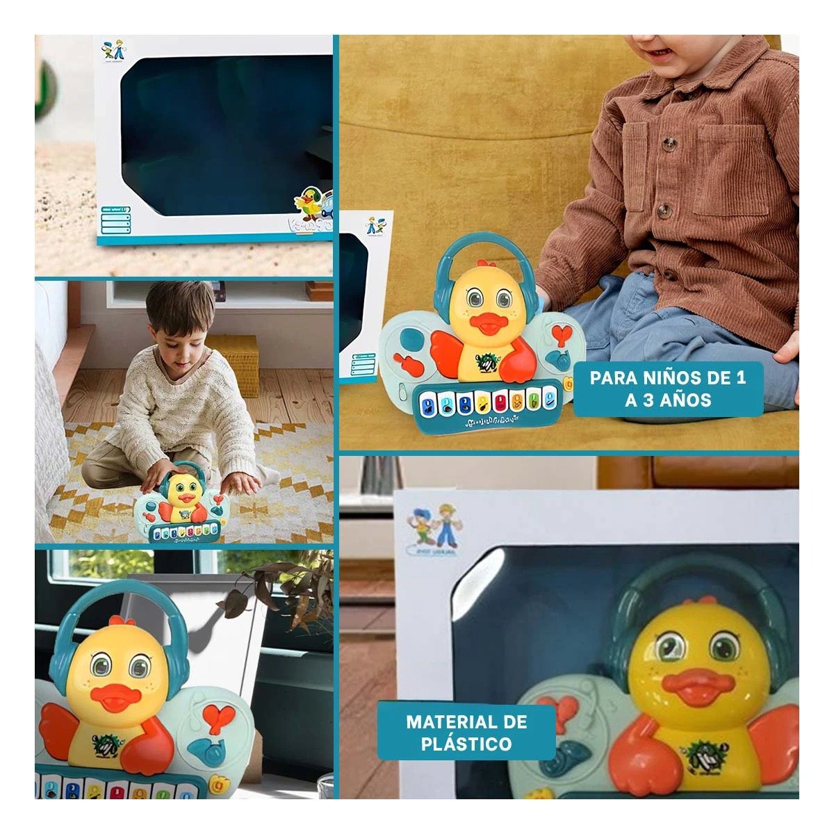 PACK4 SONORO PATO MUSICAL CON TECLAS PARA JUEGO INTERACTIVO EN CASA VERDE Y+REGALO STICKER - 2