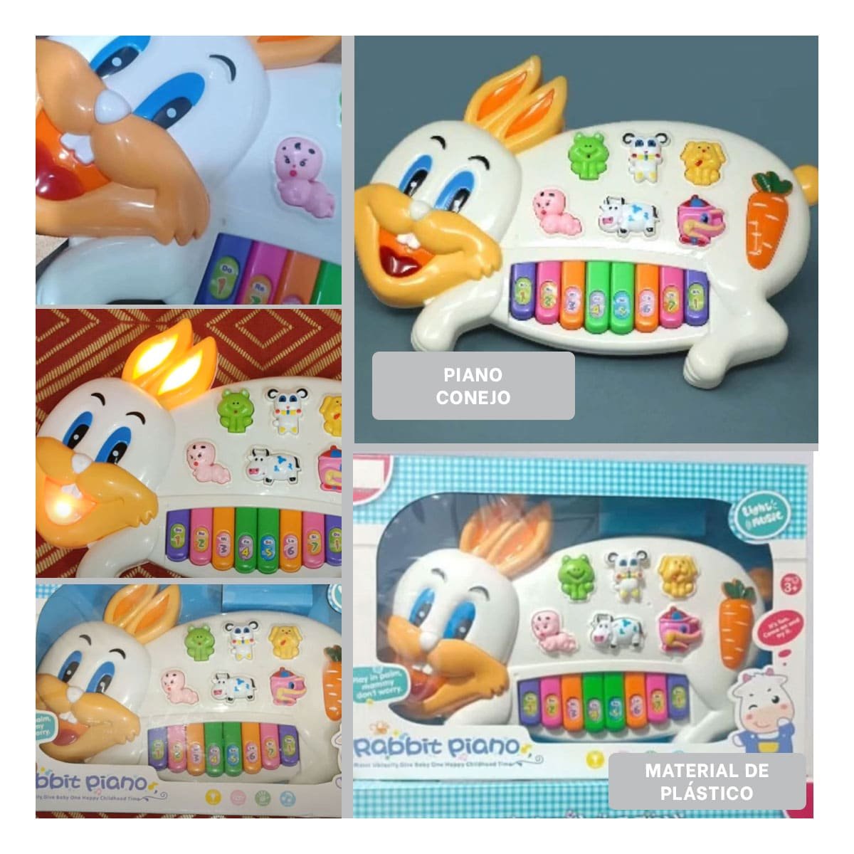 PIANO DE JUEGO CONEJO CON NUMEROS Y ANIMALES PARA DIVERSION DIARIA Y+POST IT - 1