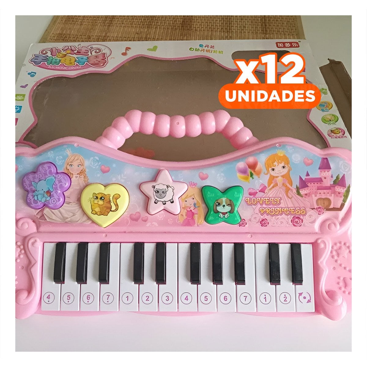PACK12 INSTRUMENTO ROSADO MUSICAL CON SONIDOS Y TECLAS PARA JUEGO ACTIVO - 1