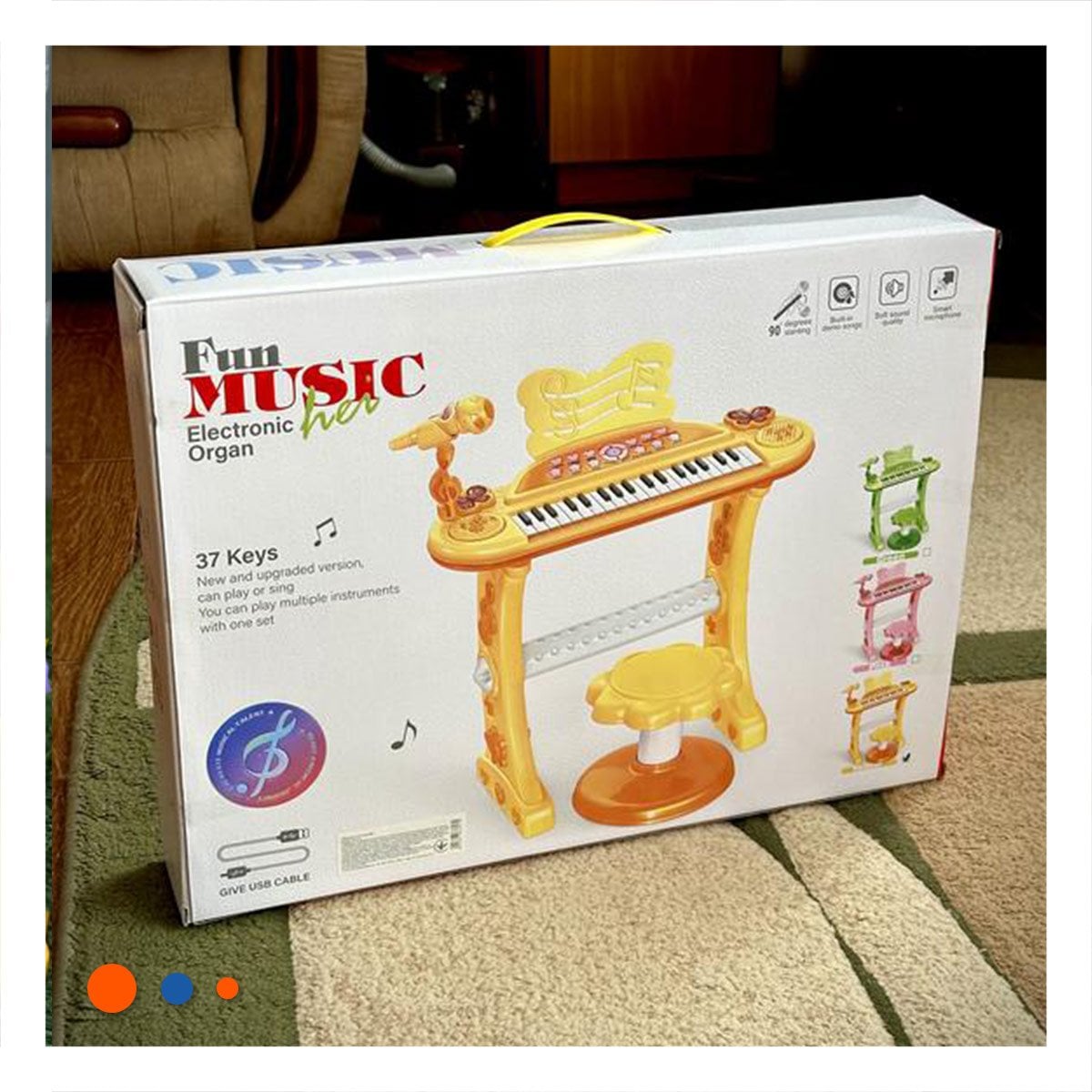 INSTRUMENTO MUSICAL INFANTIL CON MICROFONO Y SILLA AMARILLA PARA JUEGO SONORO Y+REGALO STICKER - 2