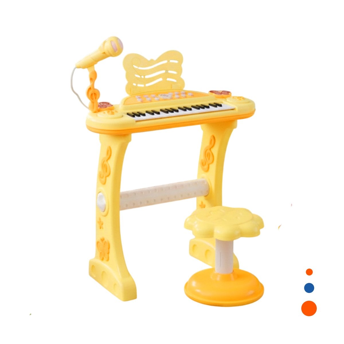 INSTRUMENTO MUSICAL INFANTIL CON MICROFONO Y SILLA AMARILLA PARA JUEGO SONORO Y+REGALO STICKER - 3