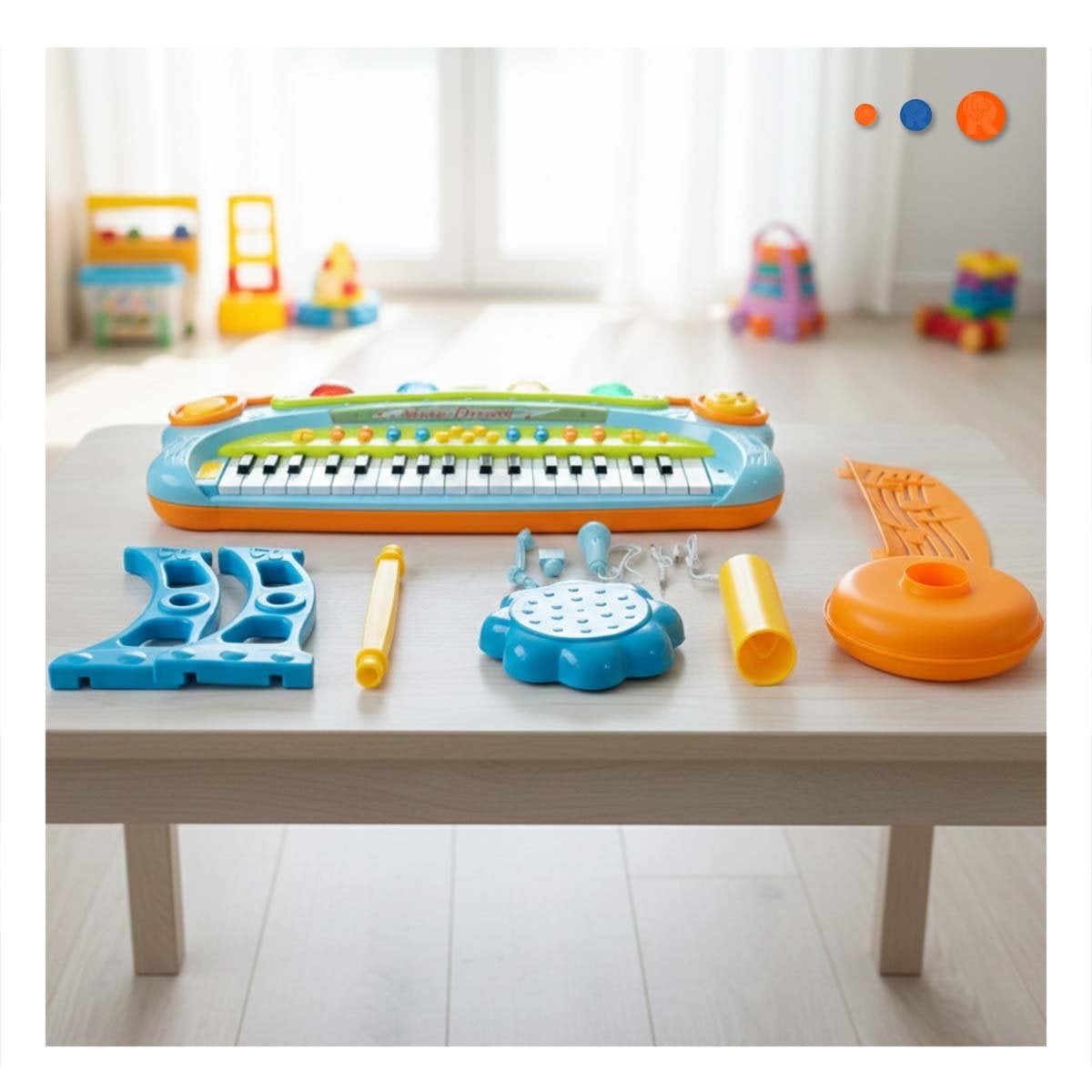 PACK2 VERSION MUSICAL INFANTIL PIANO CON MICROFONO Y SILLA CELESTE JUEGO Y+REGALO STICKER - 3