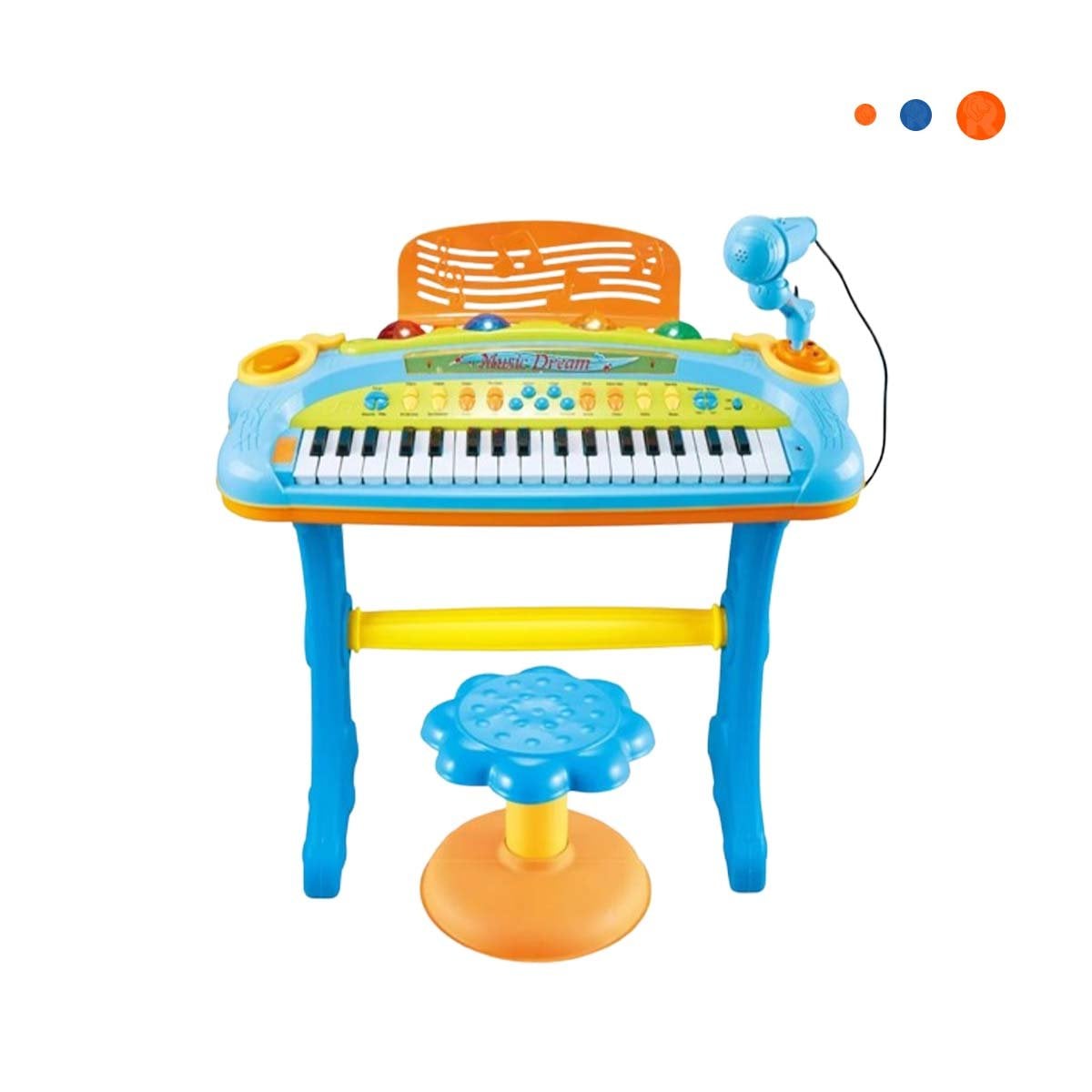EQUIPO MUSICAL INFANTIL PIANO CON MICROFONO Y SILLA CELESTE EDUCATIVO Y+REGALO STICKER - 3