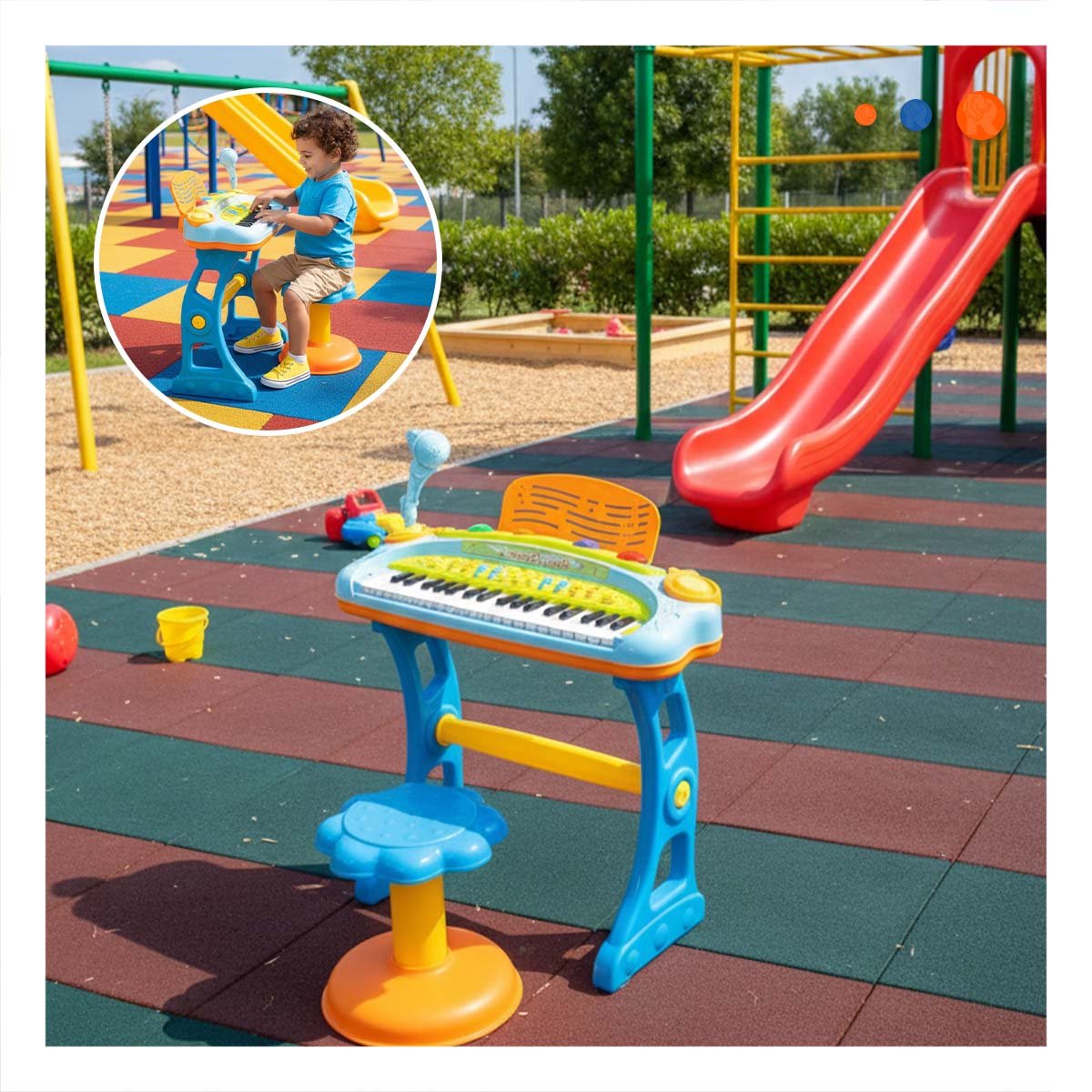 EQUIPO MUSICAL INFANTIL PIANO CON MICROFONO Y SILLA CELESTE EDUCATIVO Y+REGALO STICKER - 5