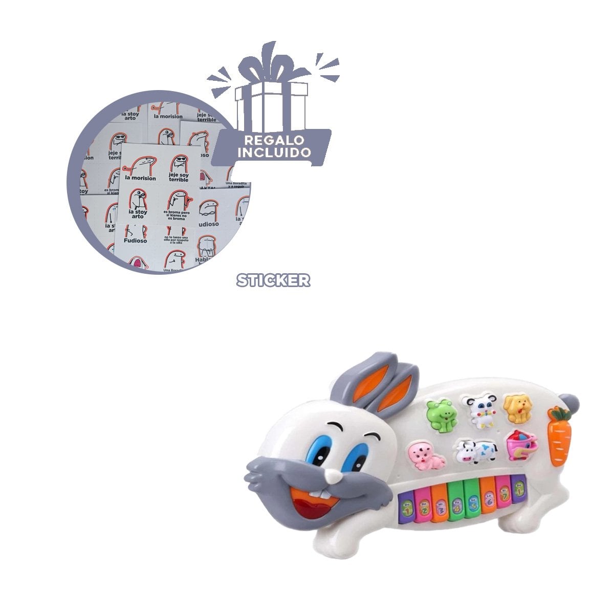 PIANO CONEJO DIDACTICO CON ANIMALES Y NUMEROS PARA APRENDIZAJE TEMPRANO Y+REGALO STICKER - 1