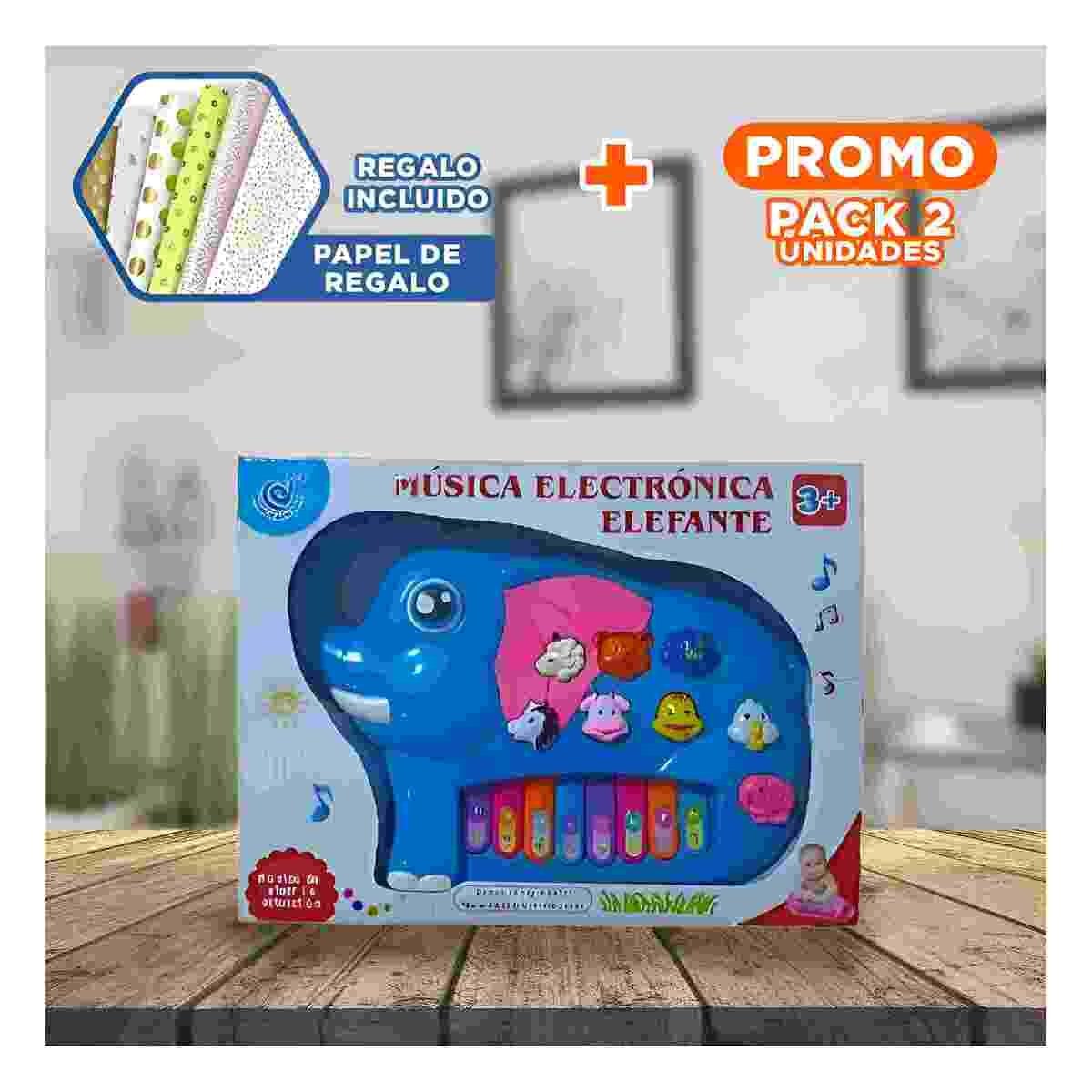 PACK2 MODERNO ELEFANTE MUSICAL DIDACTICO EN CAJA CON ESTILO ATRACTIVO PARA HOGAR Y+PAPEL REGALO - 1