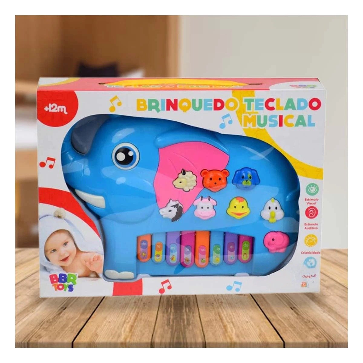 PACK2 MODERNO ELEFANTE MUSICAL DIDACTICO EN CAJA CON ESTILO ATRACTIVO PARA HOGAR Y+PAPEL REGALO - 5