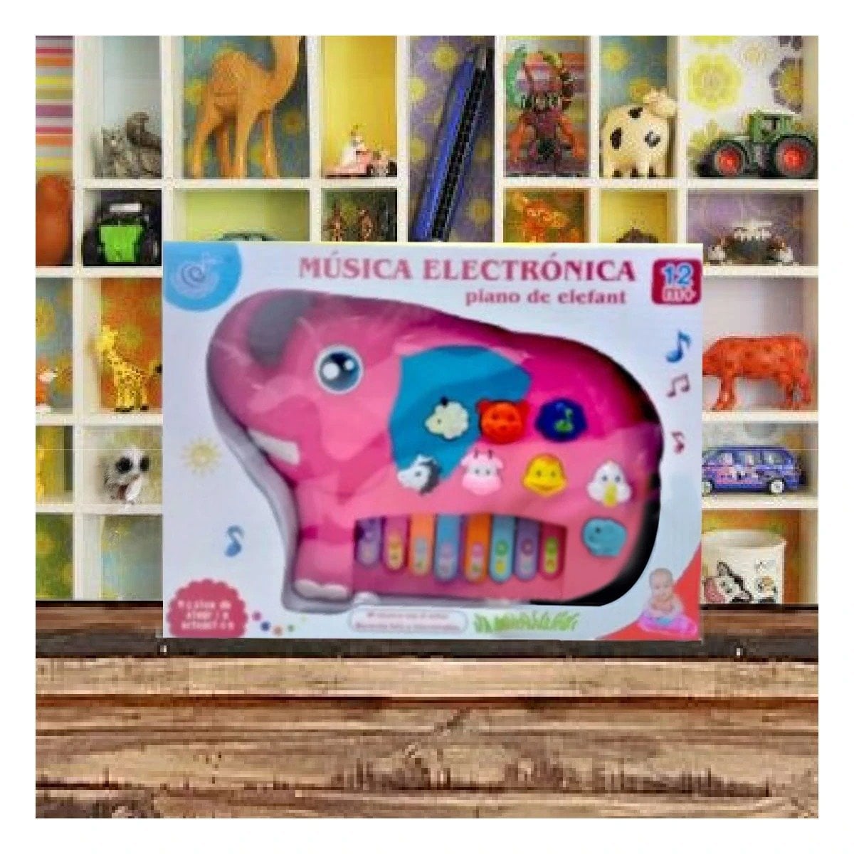 PACK6 ATRACTIVO ELEFANTE DIDACTICO EN CAJA ROSADO PARA JUEGO MUSICAL HOGAR - 3