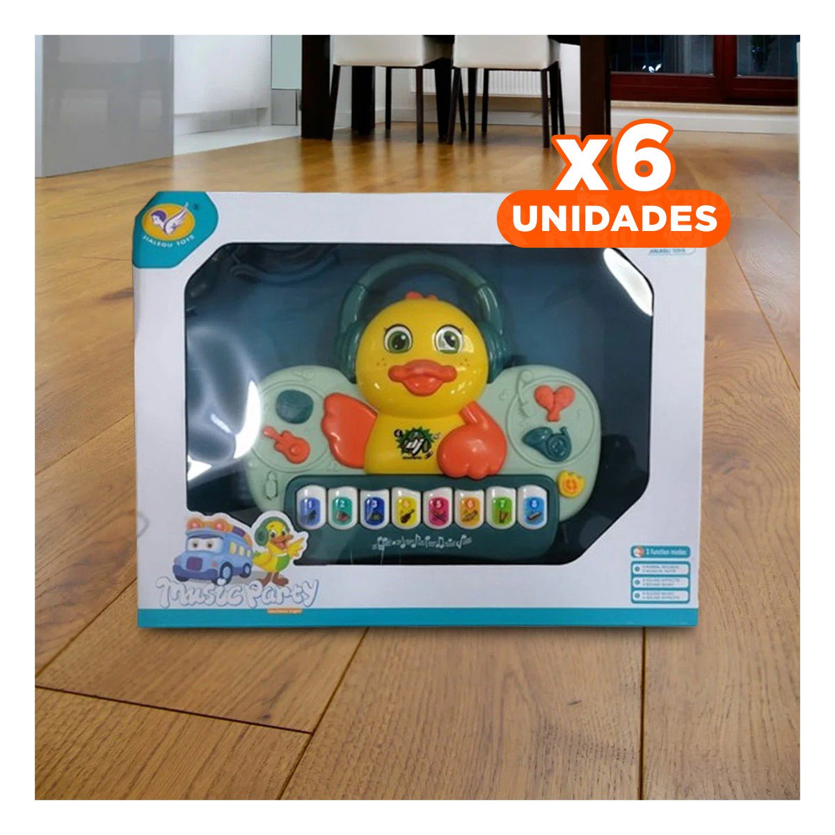 PACK6 TECLADO MUSICAL DE PATO CON SONIDO ALEGRE PARA DIVERSION EN CASA VERDE Y+REGALO STICKER - 1