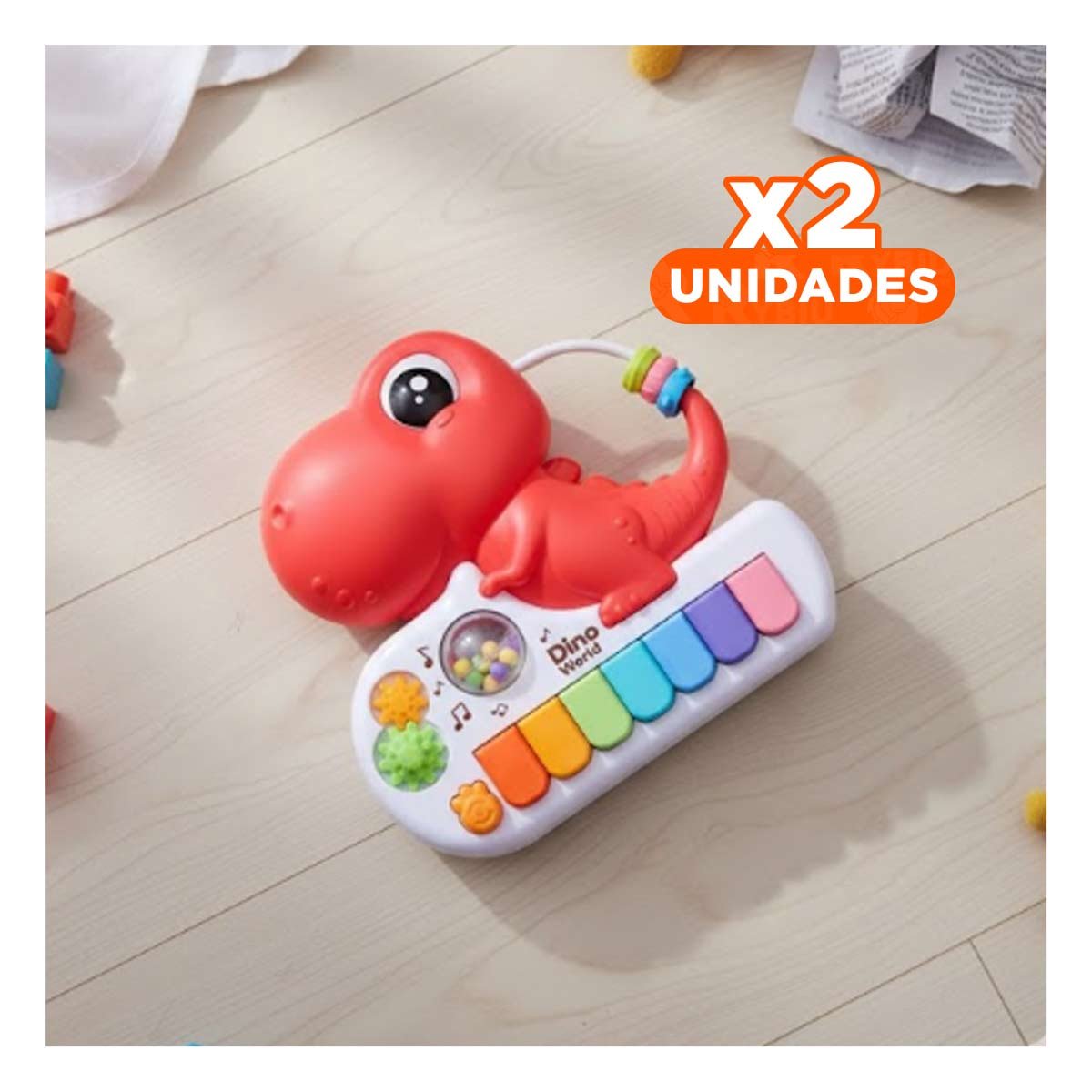 PACK2 SINTETIZADOR DE JUGUETE DINOSAURIO ROSADO 17.5 CM PARA NINOS Y+REGALO STICKER - 1
