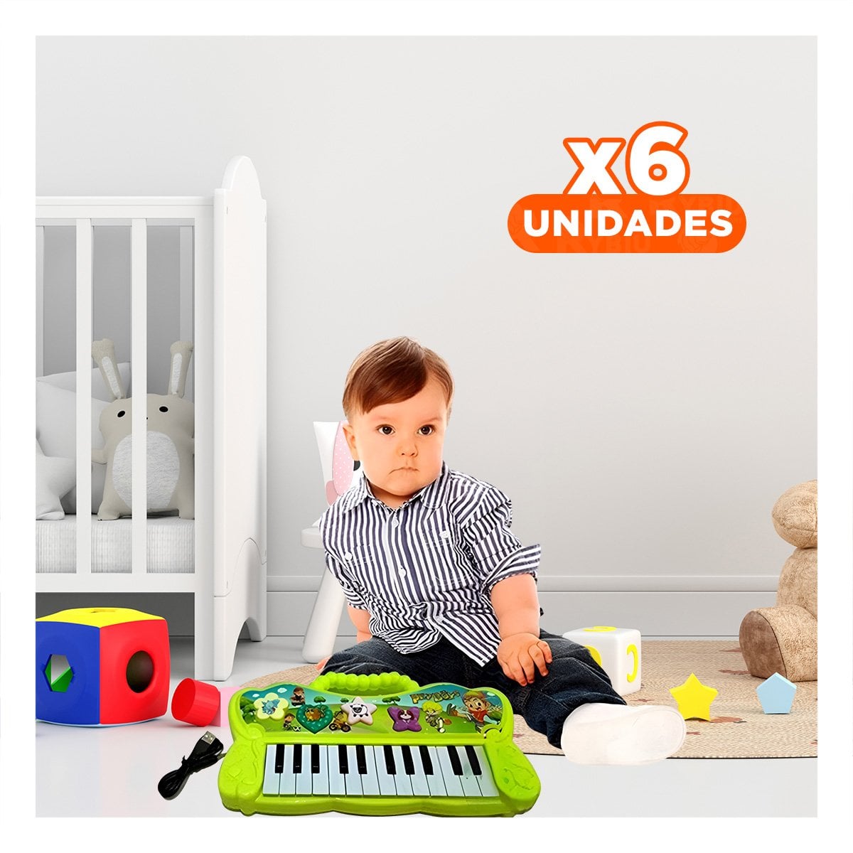 PACK6 INSTRUMENTO VERDE MUSICAL CON SONIDOS PARA DIVERSION Y+REGALO STICKER - 1