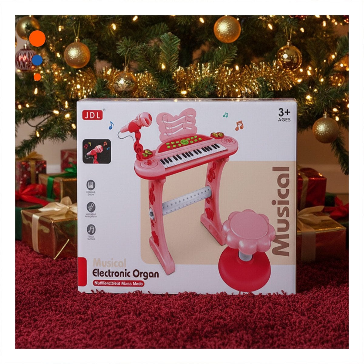 PACK2 INSTRUMENTO MUSICAL PARA NINOS CON MICROFONO Y SILLA ROSADO PARA CANTAR - 2