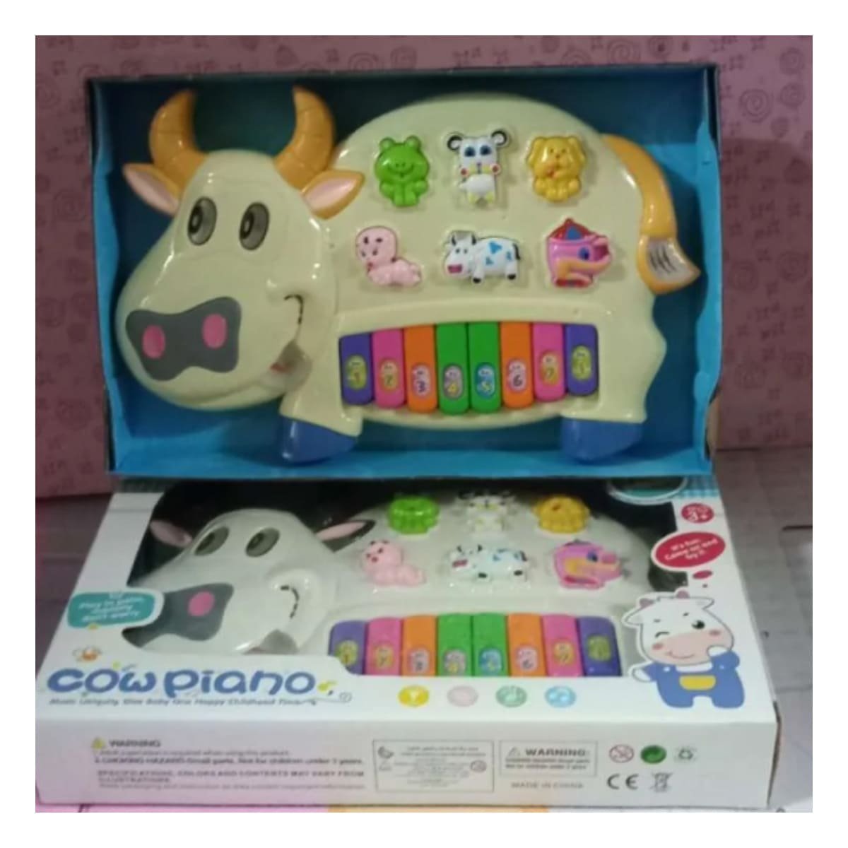 CONSOLA EDUCATIVA INFANTIL VACA CON ANIMALES Y NUMEROS PARA CASA Y+PAPEL REGALO - 2