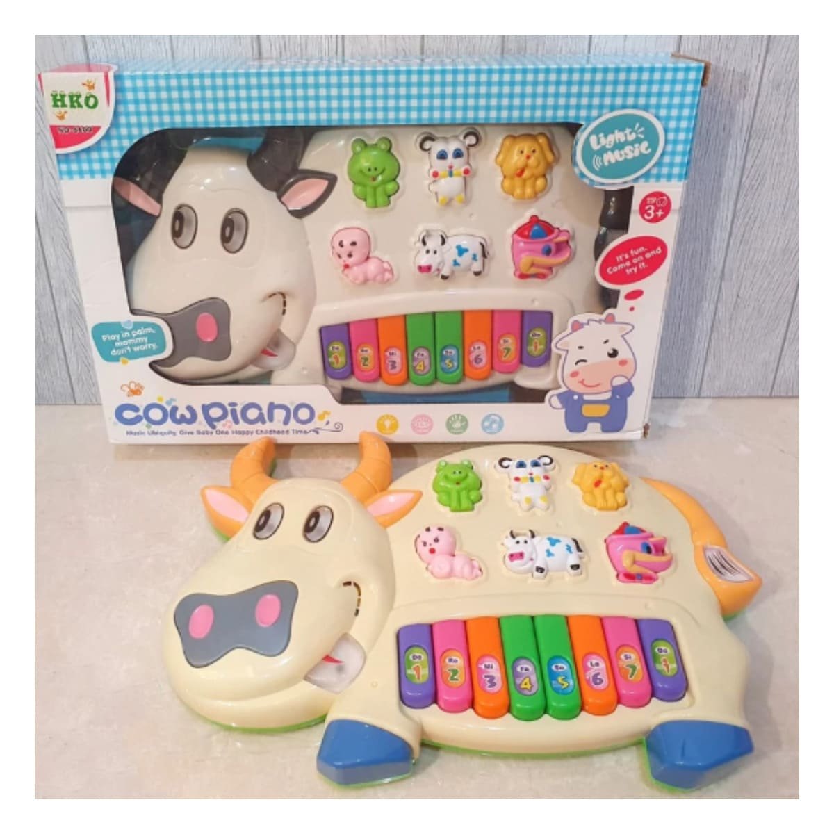 CONSOLA EDUCATIVA INFANTIL VACA CON ANIMALES Y NUMEROS PARA CASA Y+PAPEL REGALO - 5