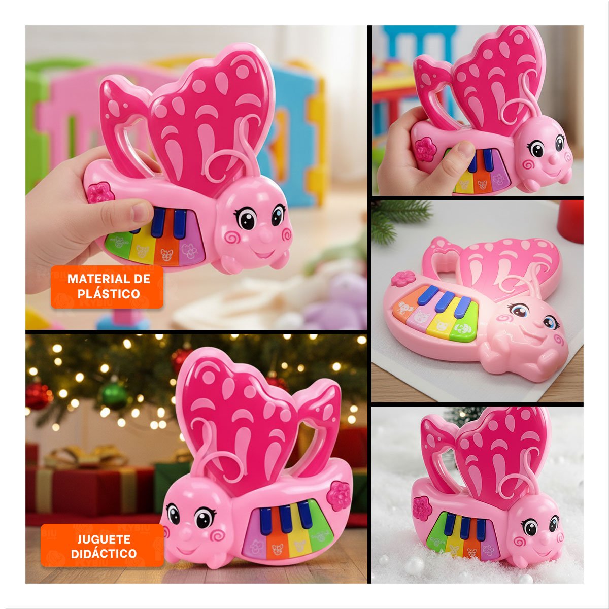 JUGUETE INFANTIL MUSICAL MARIPOSA ROSADO 22X26 CM Y+POST IT - 5