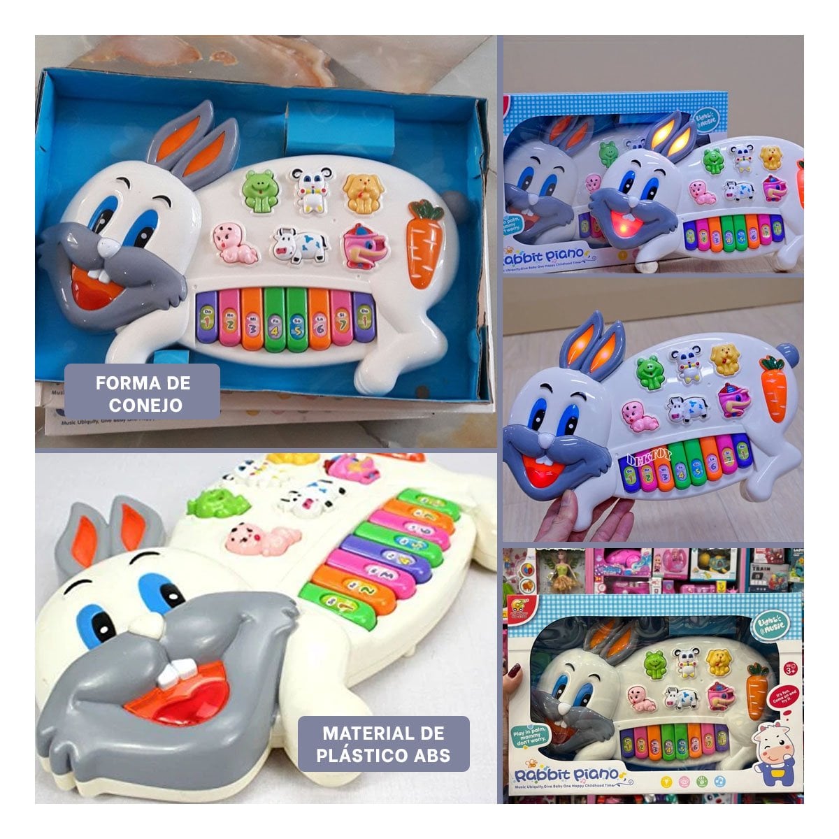 PACK6 PANEL DIDACTICO CONEJO CON ANIMALES Y NUMEROS PARA APRENDIZAJE TEMPRANO Y+PAPEL REGALO - 3