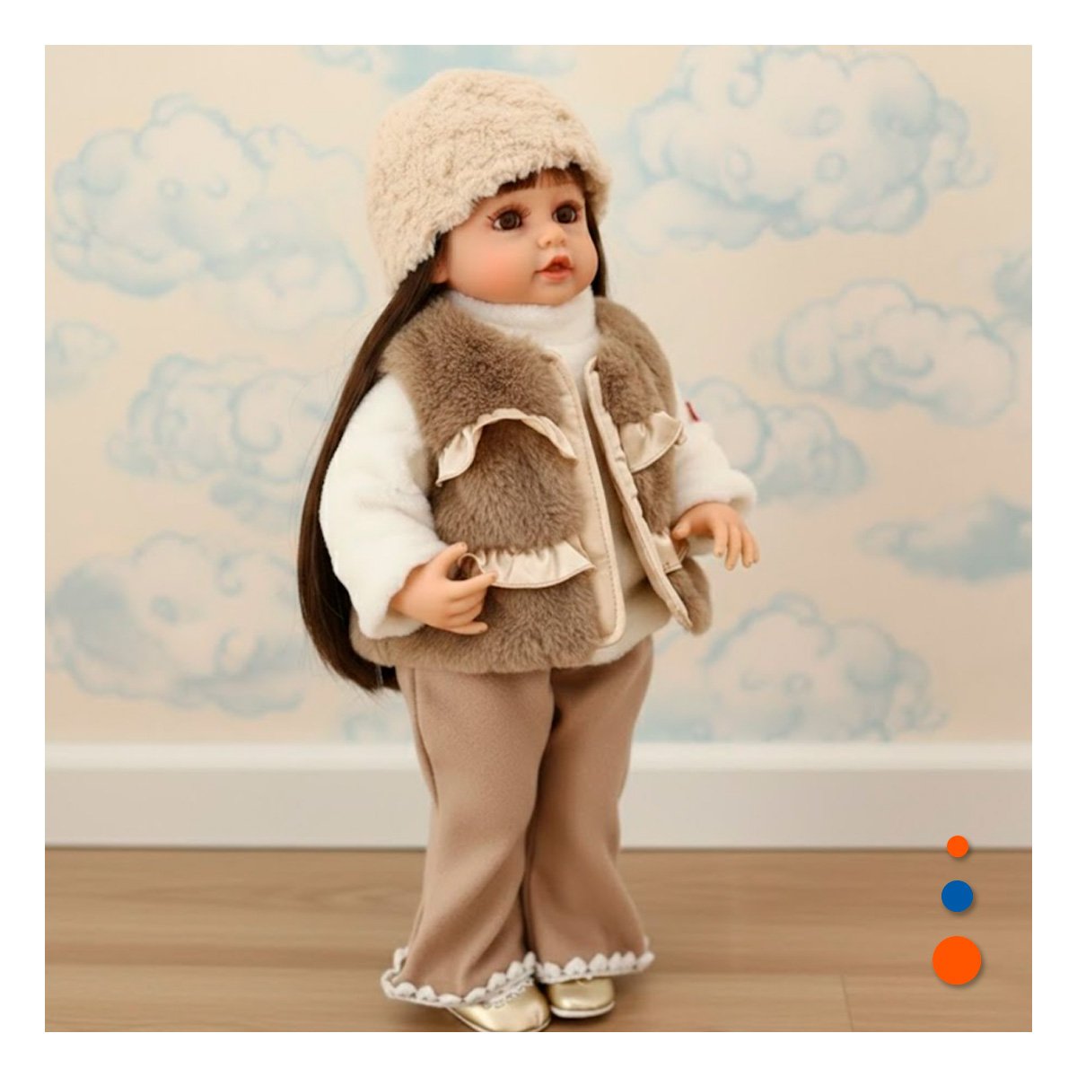 PACK2 VERSION YESSY 55CM CON CONJUNTO DE INVIERNO CHALECO Y GORRO PELUCHE - 2